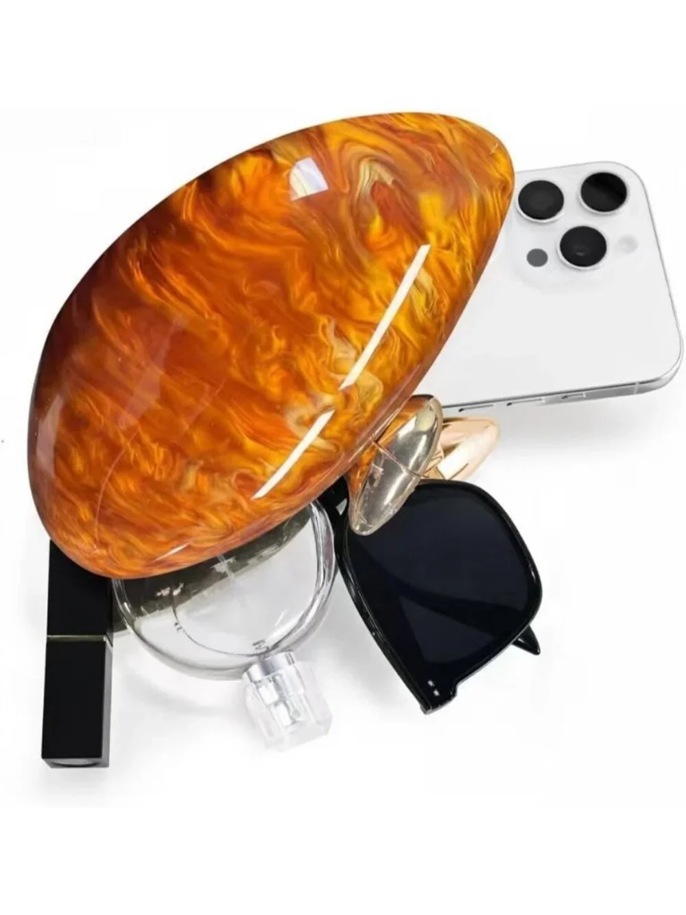Women's Marble Caramel Tortoise Shell Acrylic Clutch Purse Gold Evening Handbag